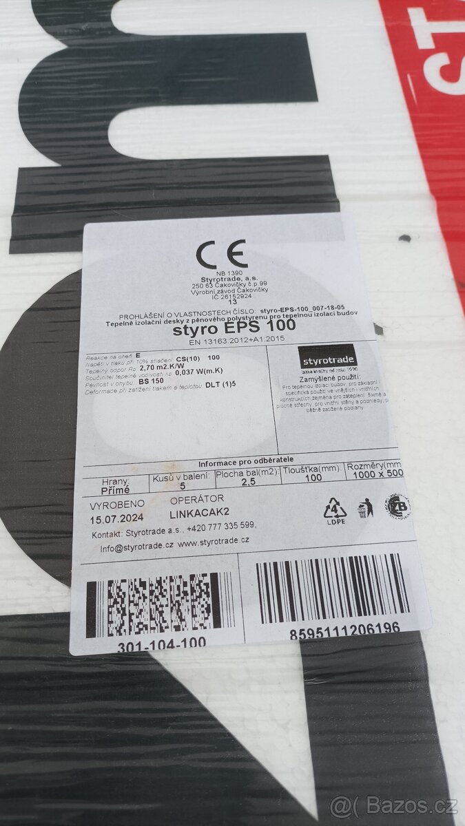 Podlahový polystyren EPS 100 ( 10 cm tl. )