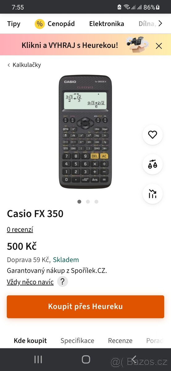 Vědecká kalkulačka Casio fx-350 CEX