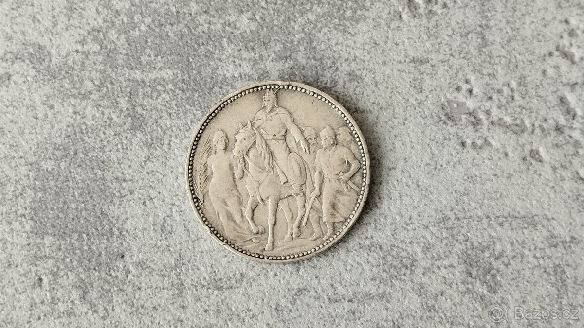 Stříbrná mince 1 koruna 1896 příchod Maďarů - AG střibro.