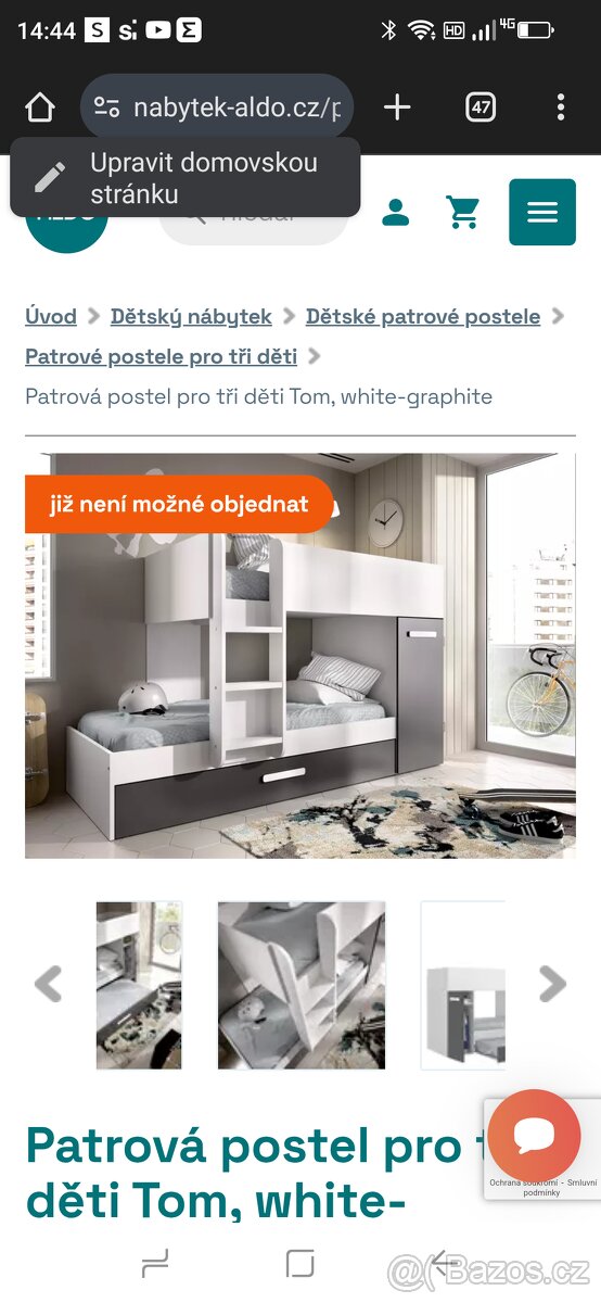 Poschodova postel pro 3 dwti