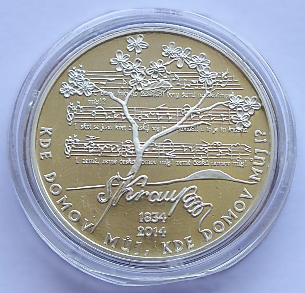 Česká republika,medaile 2014,národní hymna,proof,Ag 999/1000