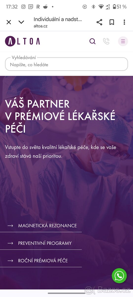 Altoa voucher 2x 2500 Kč masáže,fyzio, doktor