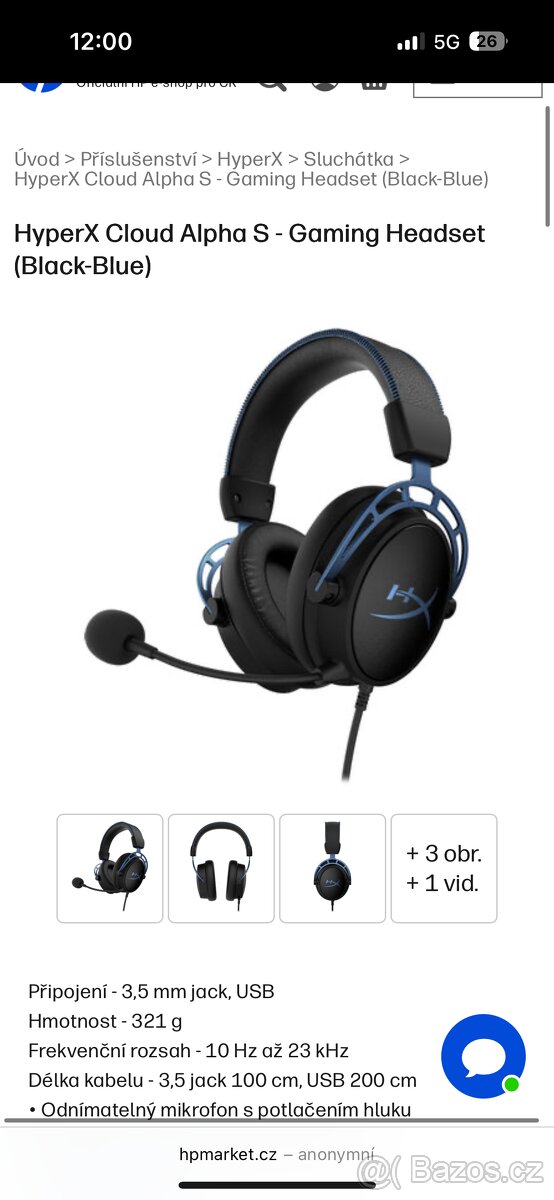 🎧 HyperX Cloud Alpha S – Gaming Headset | PlnÄ› funkÄŤnĂ, dob