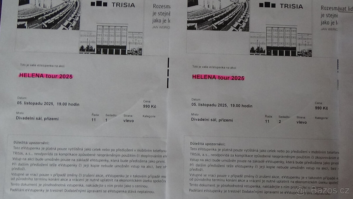 Vstupenky Helena tour