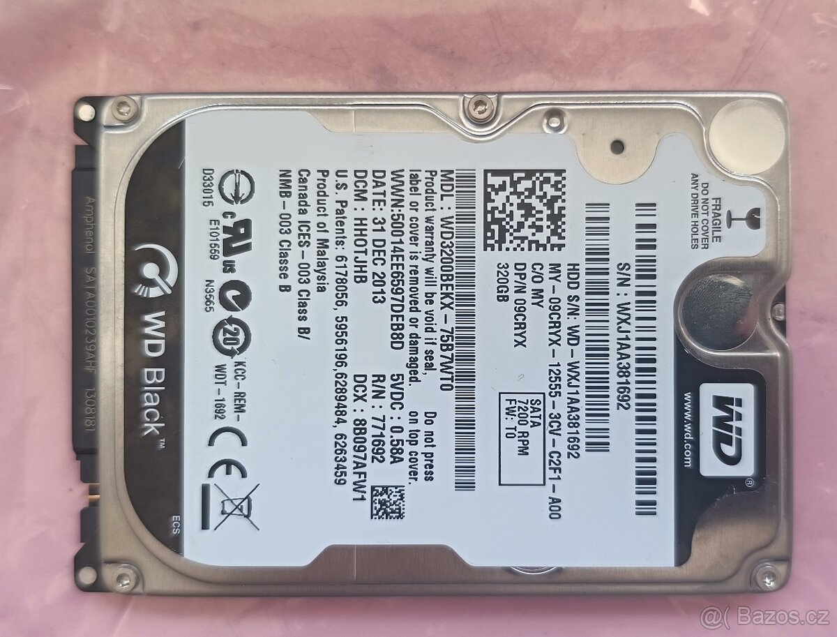 WD WD3200BEKX 320GB, 2.5", 16MB, SATA II, 9mm, 7200otč.