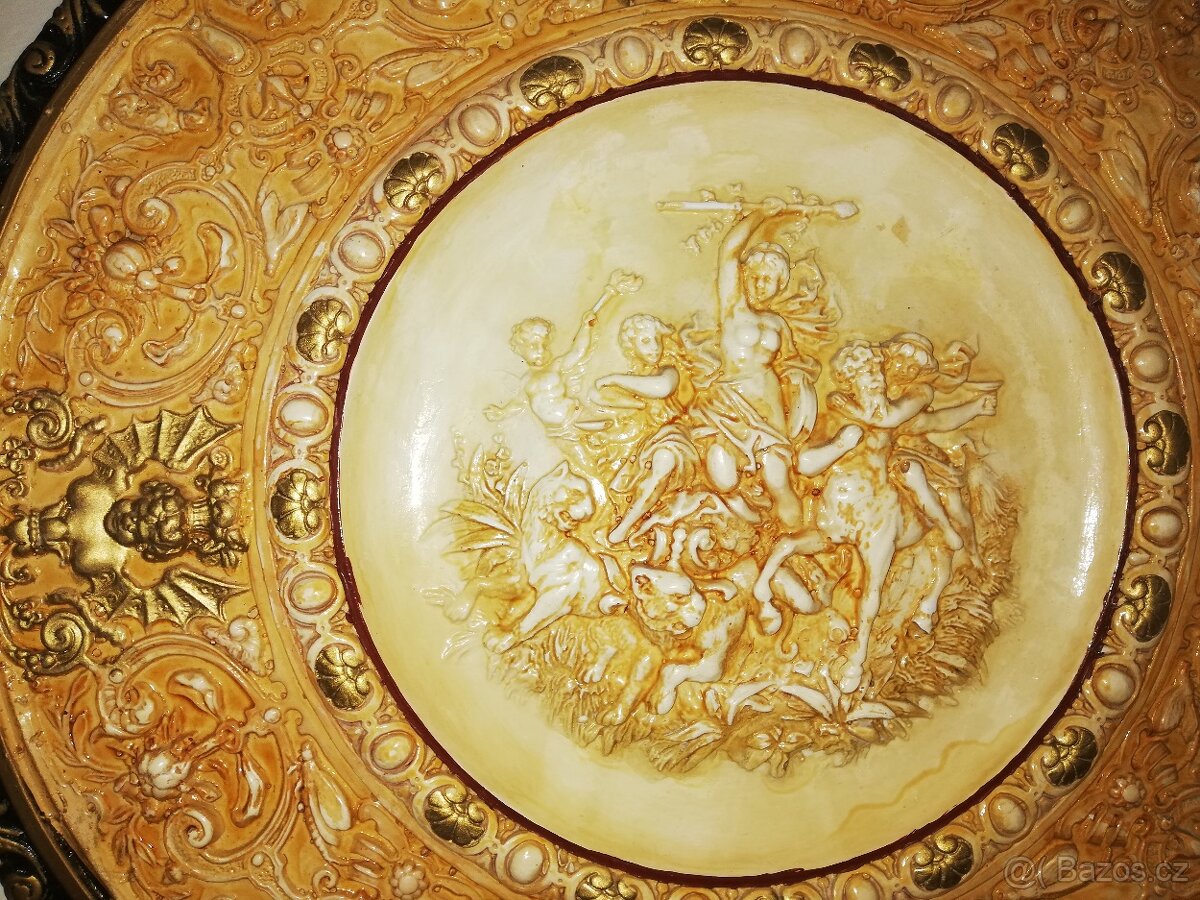 Keramický talíř, znak,obraz - vyobrazení lov
