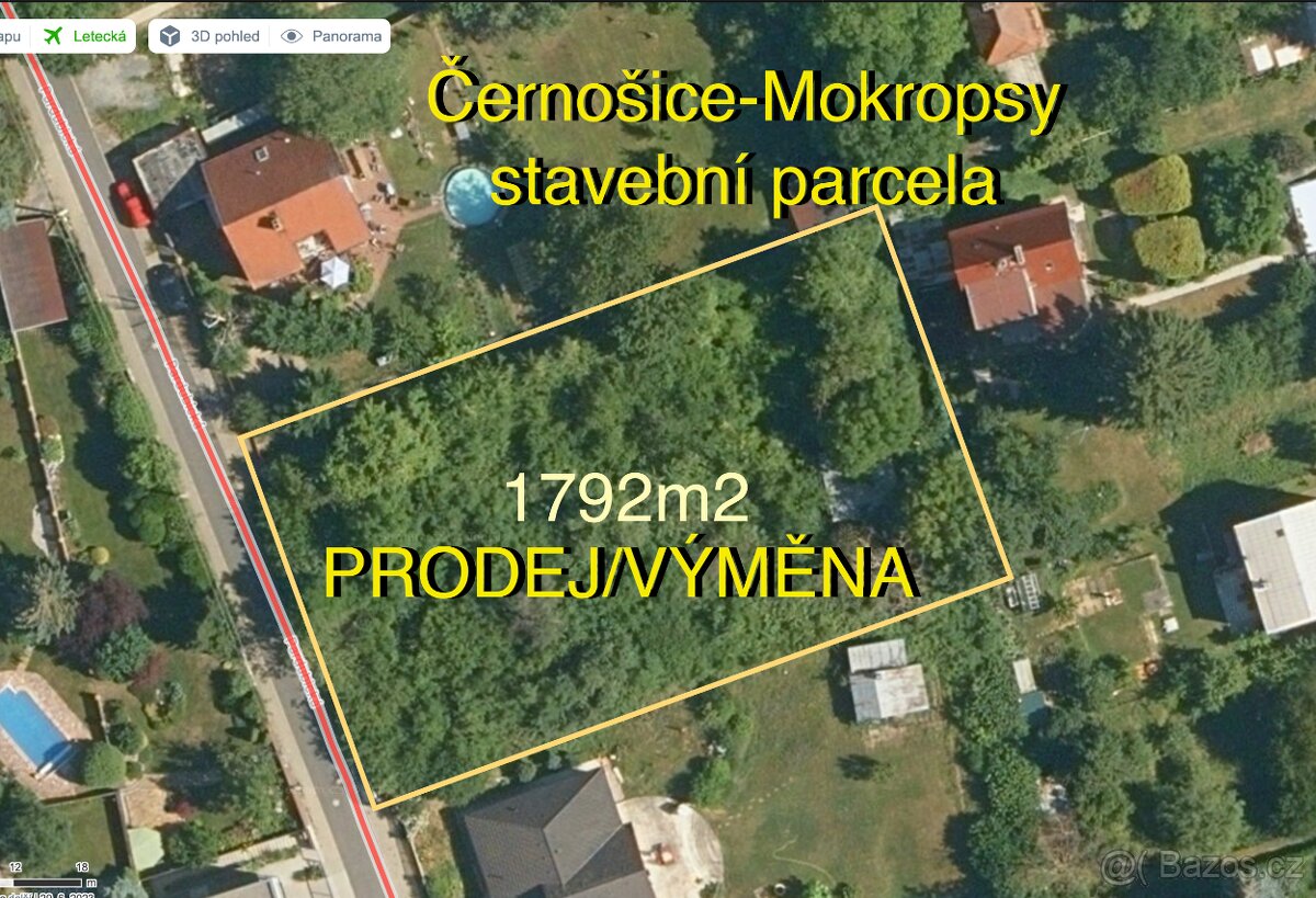 PRODEJ/VÝMĚNA Černošice,Mokropsy, Pardubická,1792m2 stavební