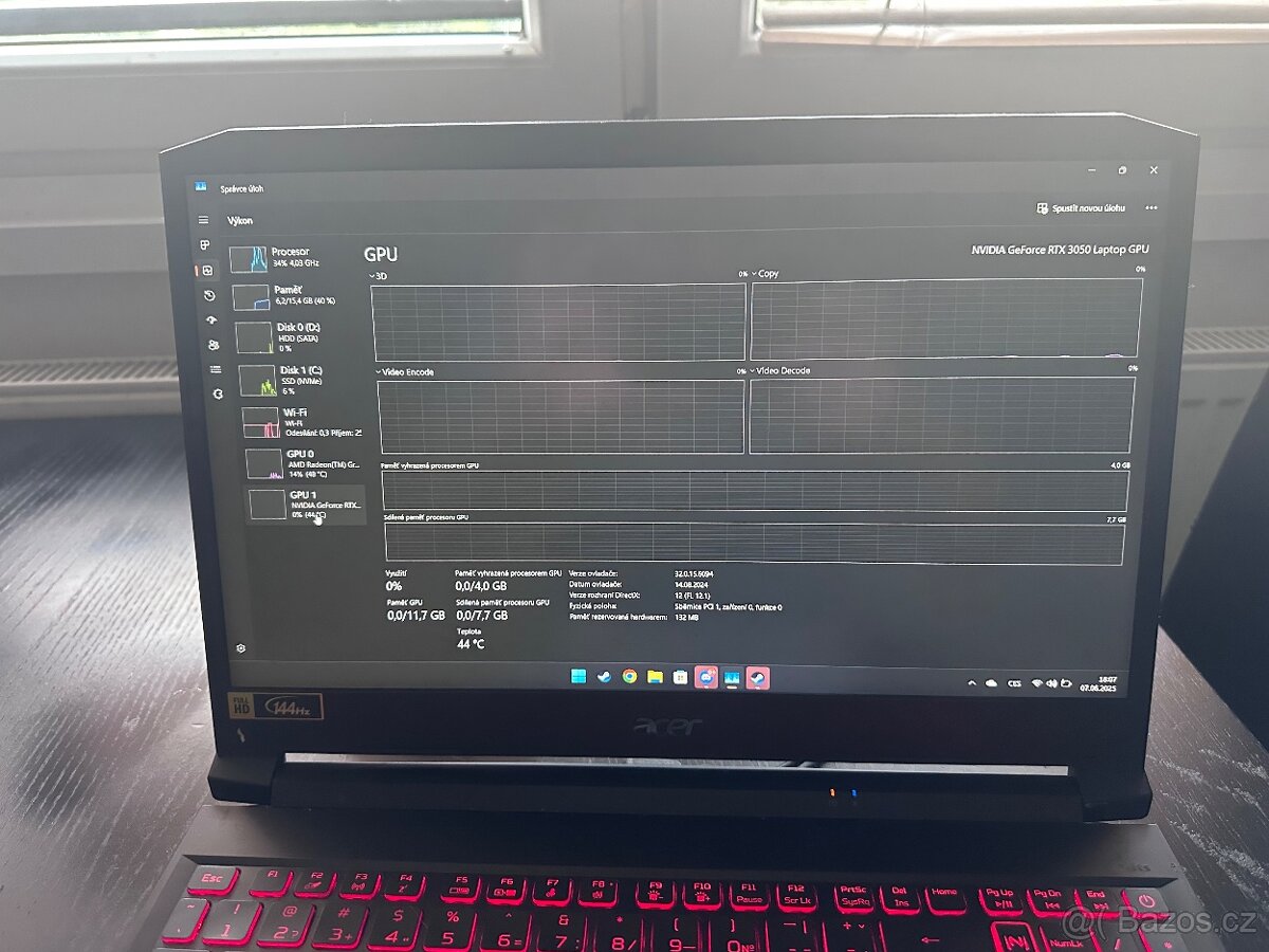 Herní notebook, Acer nitro 5