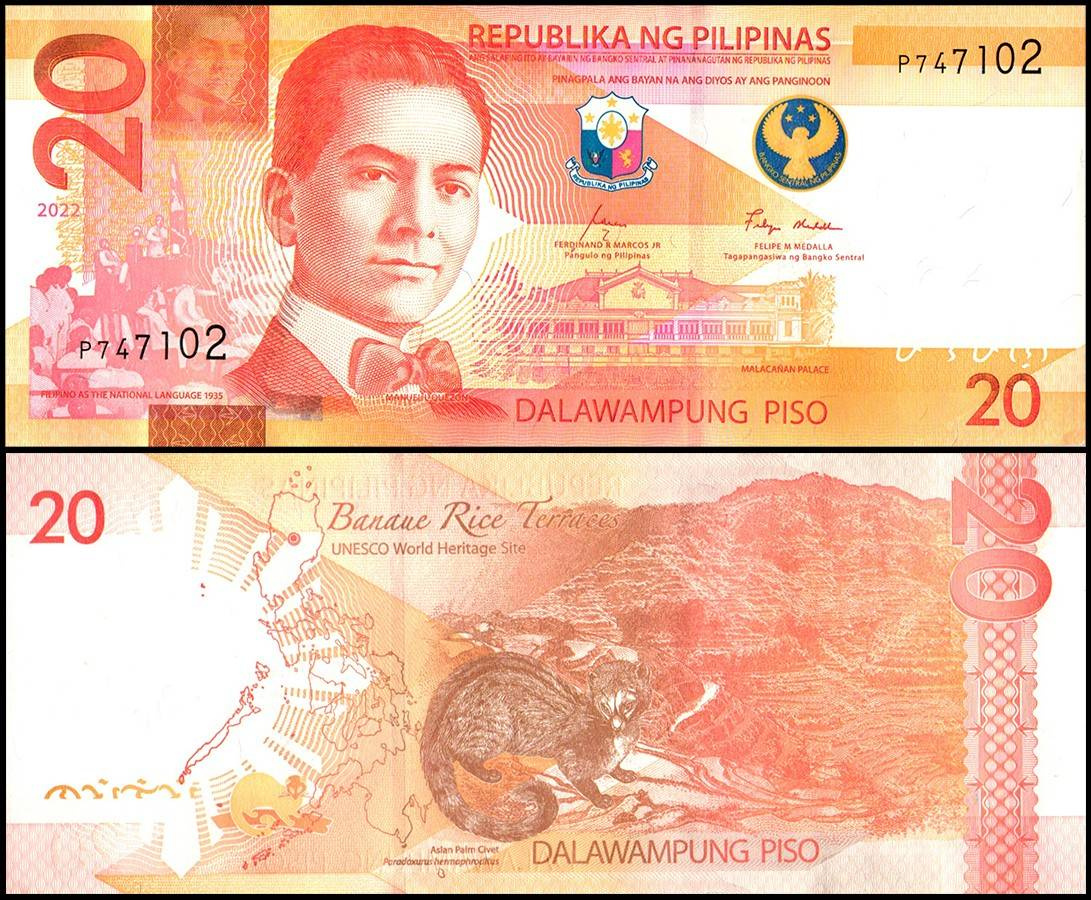Filipíny - 20 Pesos bankovka, 2022, UNC