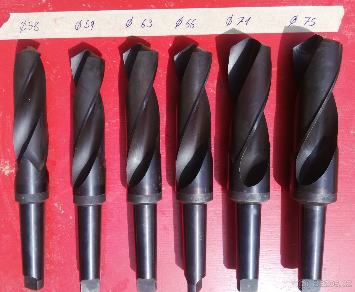 58-85mm HSS vrtáky s kuželovou stopkou