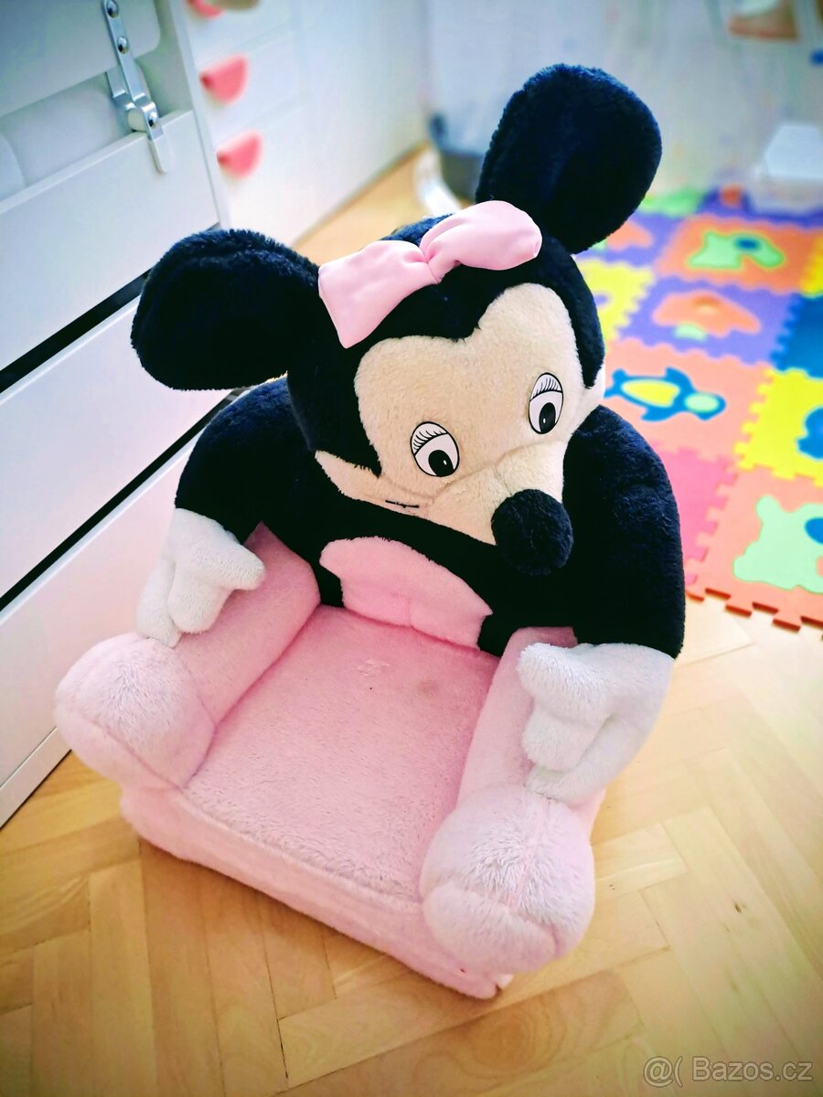 🐭💖 Dětské rozkládací křesílko Minnie – plyšové a pohodlné