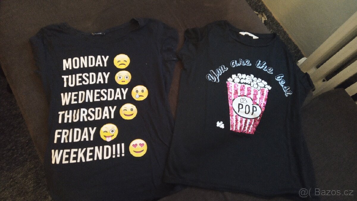 2x černé dívčí tričko ve. S