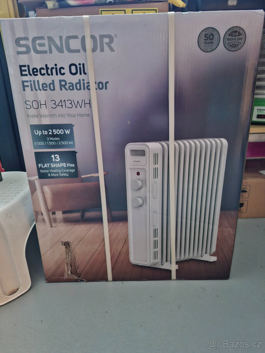 Olejový radiátor SENCOR SOH 3413WH - 2500W (nový)