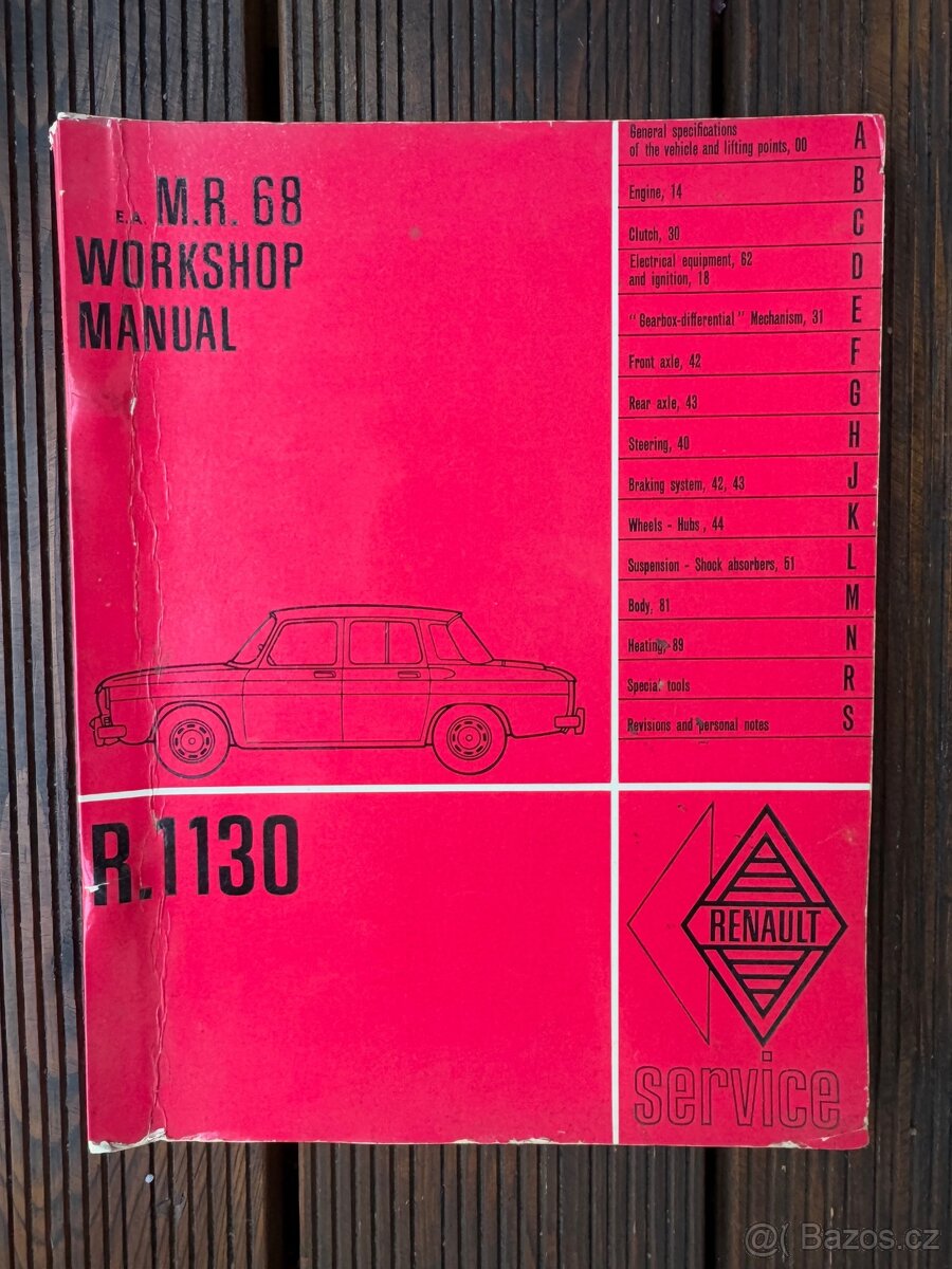 RENAULT 8 originální montážní servisní manual fabrický