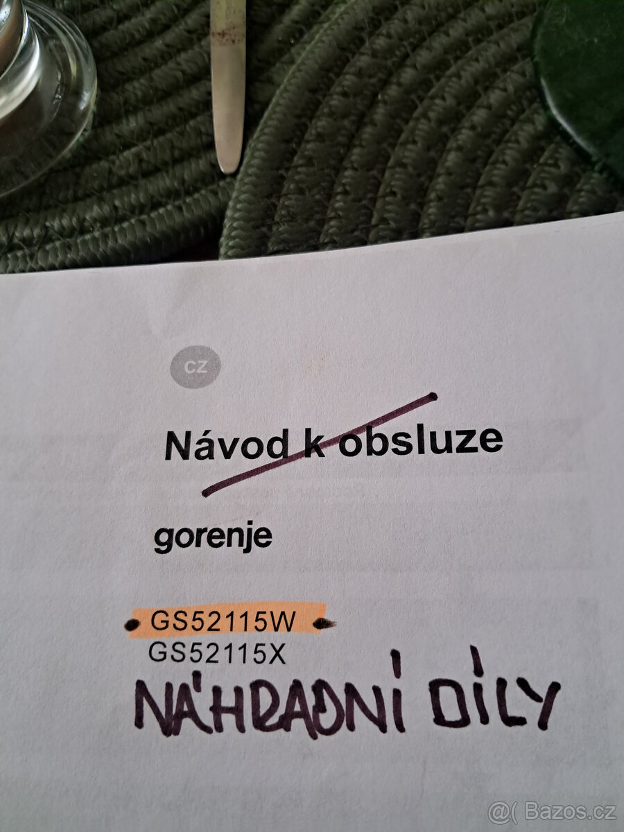 GORENJE - nahradni dily , typ GS52115W r. 2017