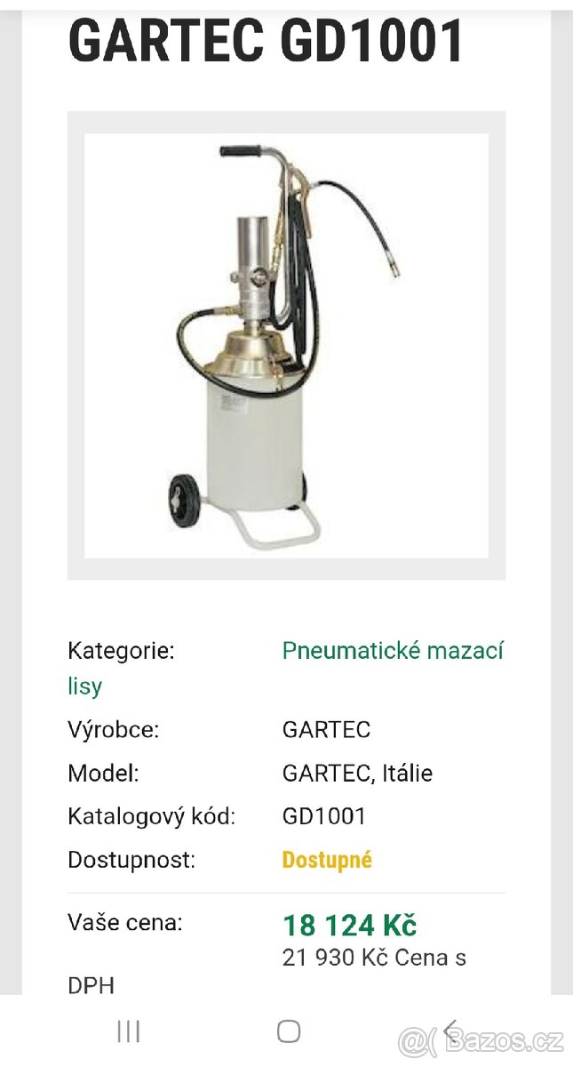 Pneumatický mazaci lis