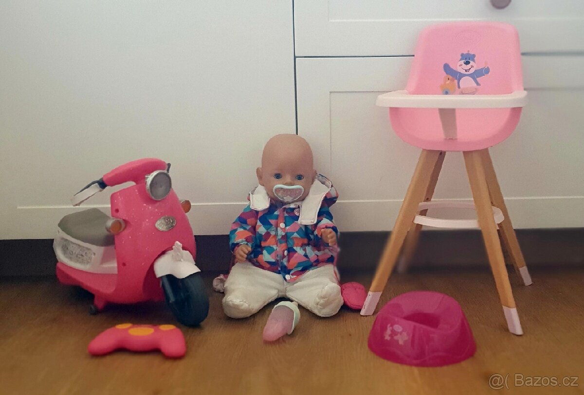 Sada Baby Born – miminko+ motorka+ židlička+příslušenství