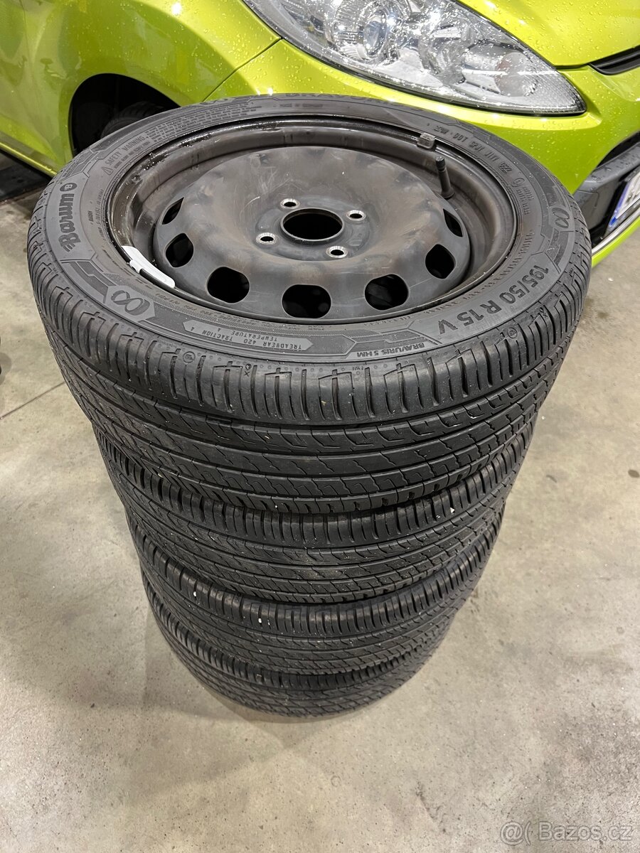 LETNÍ sada kol, 195/50 R15, 4x108, 6-7mm, top, Ford Fiesta