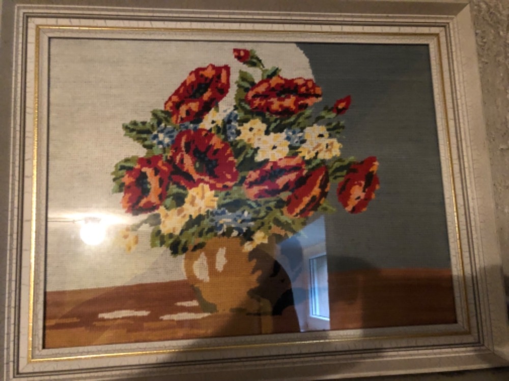 vyšívaný obraz květina