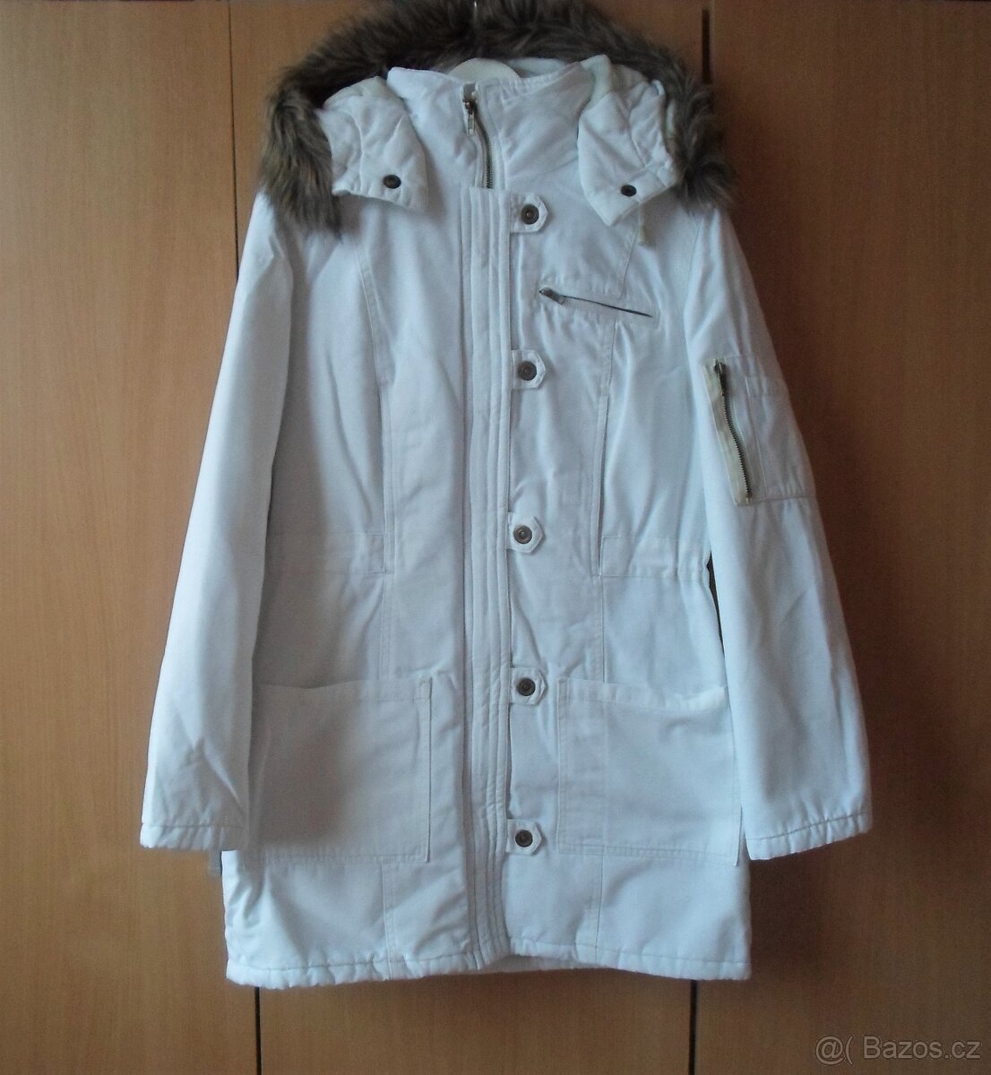 Bílá bunda kabát kabátek parka - L, 40