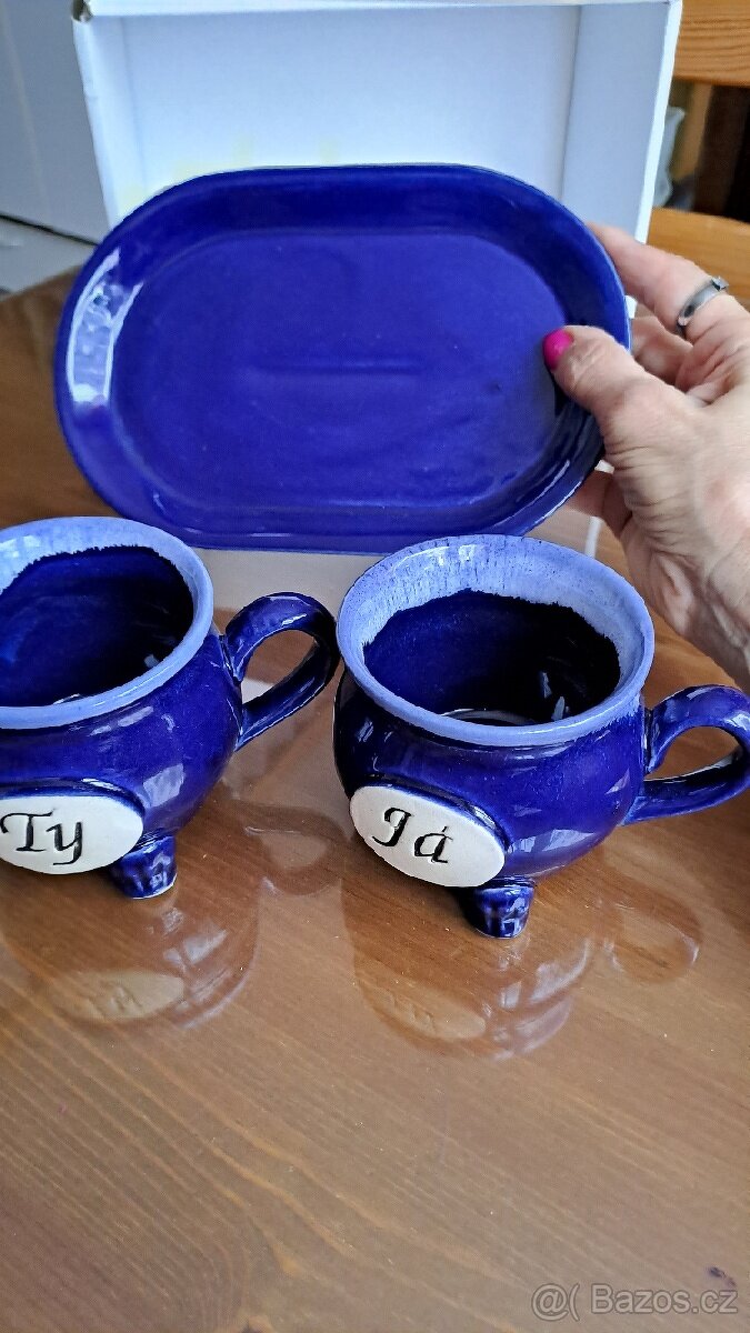 přátelská souprava keramických hrníčků JÁ +TY