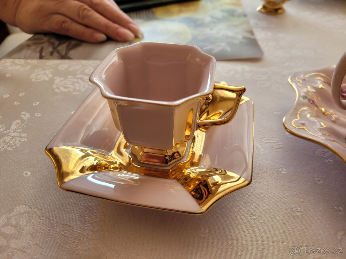 růžový porcelán - set 6 ks