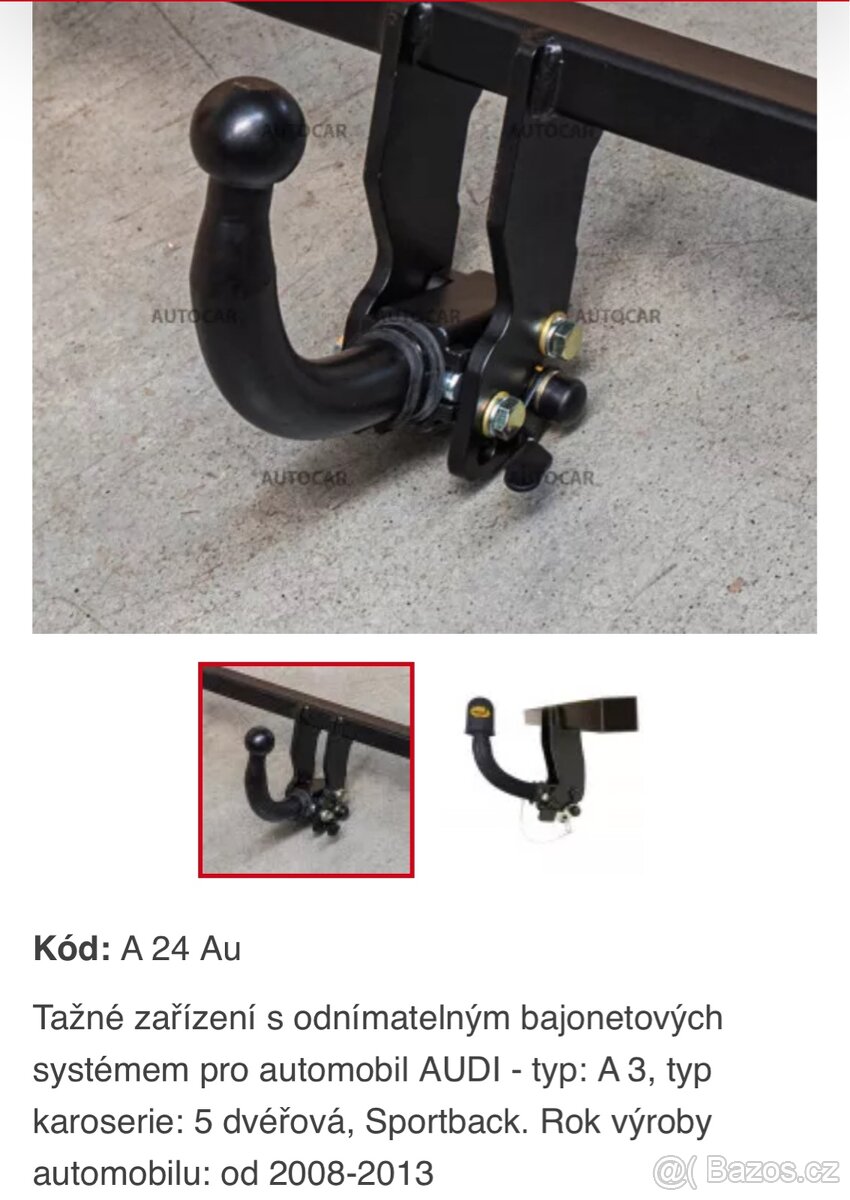 Nové tažné na Audi A3 sportback 2008/13
