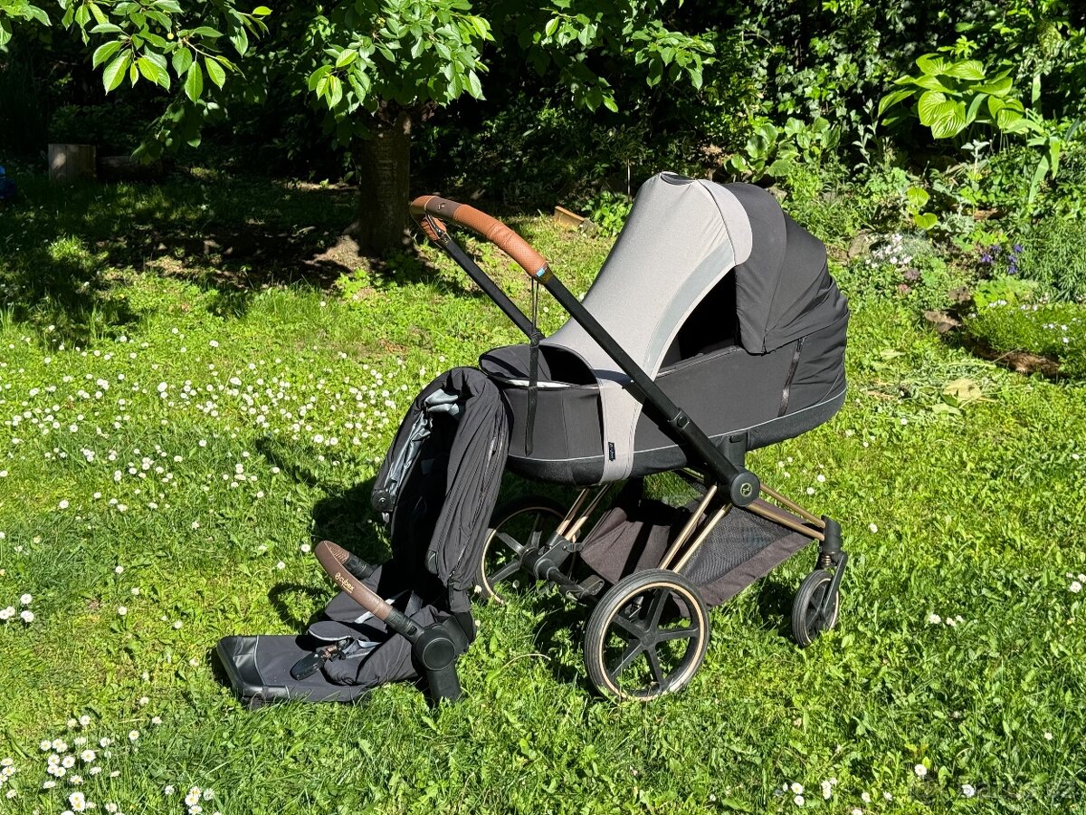 Dvojkombinace korba a sporťák Cybex Priam Černý + pláštěnky