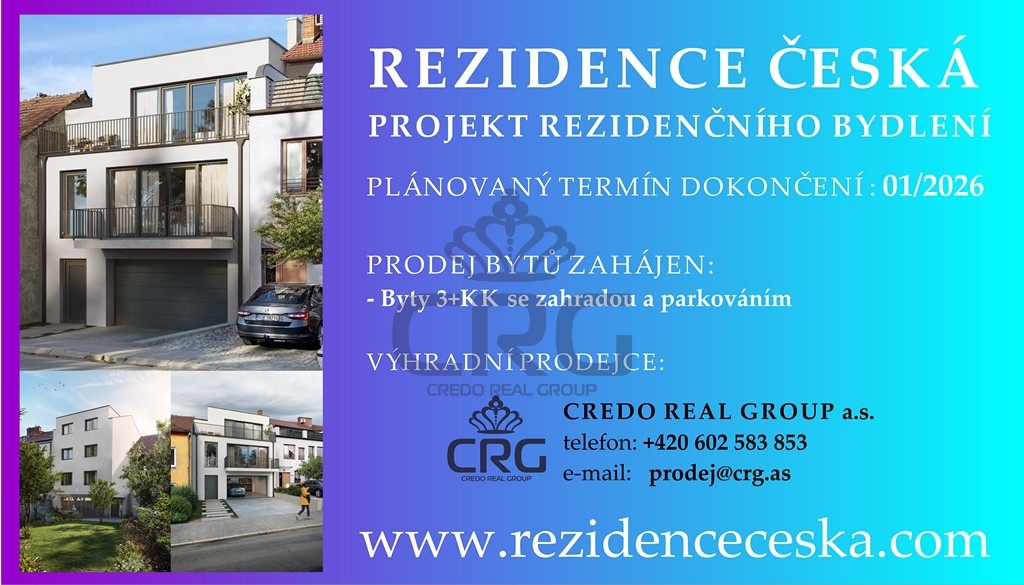 NABÍDKA PRODEJE NOVOSTAVBY BYTU 3+KK V OBCI ČESKÁ