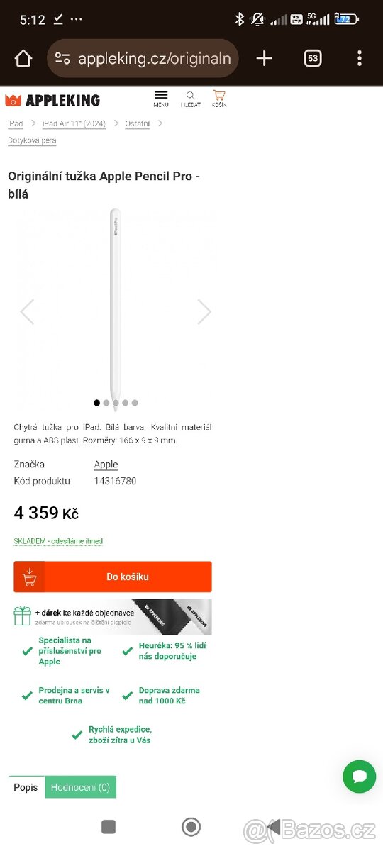 Apple pencil pro PERO uplne nové 2 kusy k dispozici
