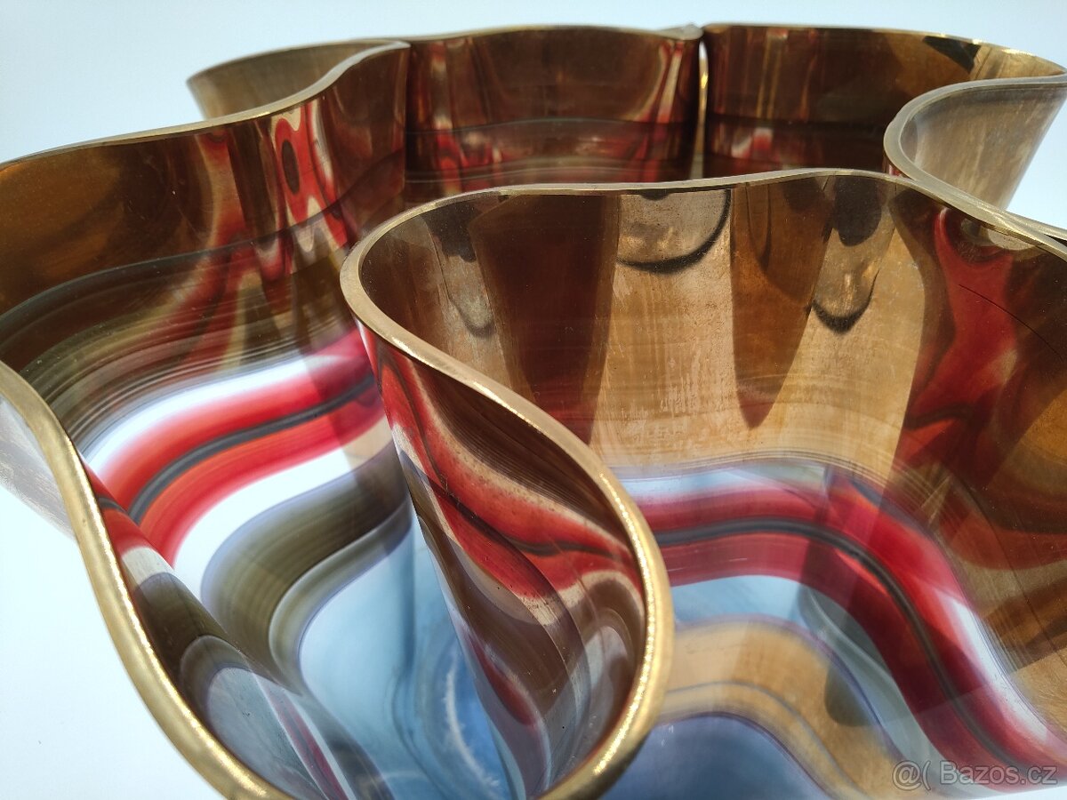 Krásná vypalovaná váza na plastickém skle Antonie Jankovcová