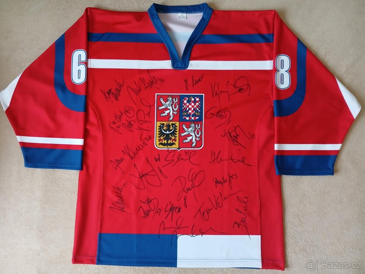 Hokejový dres ČR Jaromír Jágr - MS 2004 s podpisy hráčů