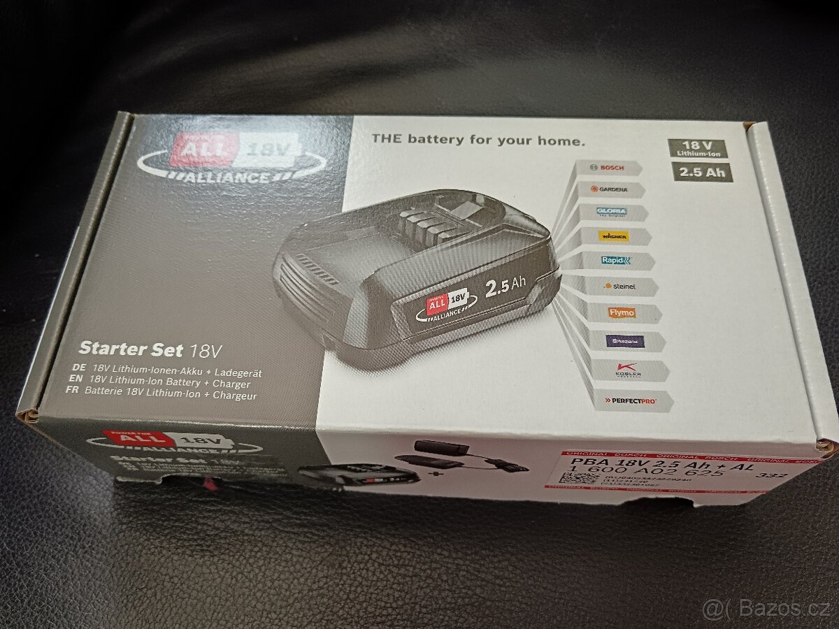 Baterie a nabíječka set Bosch 18 V, nová, nerozbalená,DOKLAD