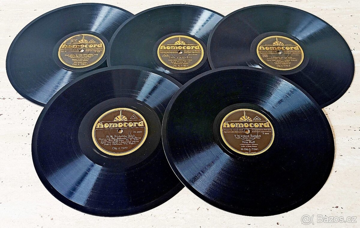 Sada 2 - 5 československých šelakových gramodesek 1930-1932