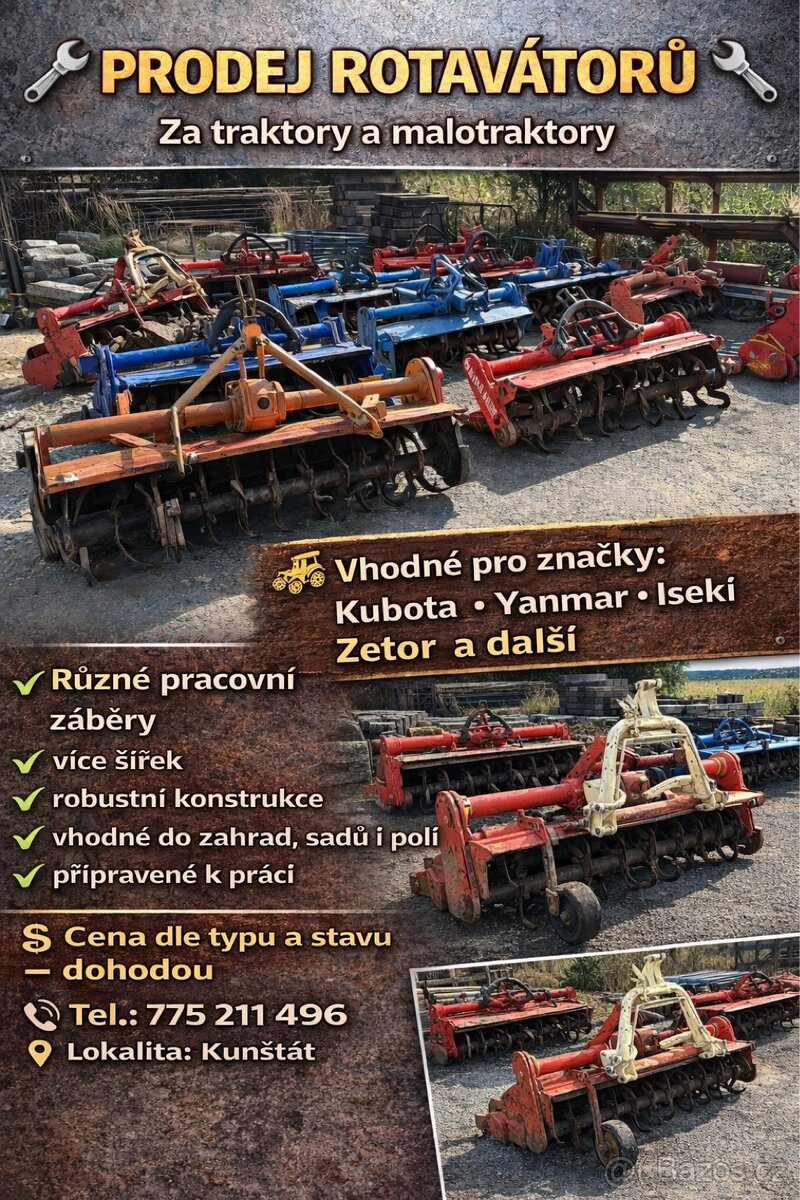 Rotavatory za traktory a malotraktory