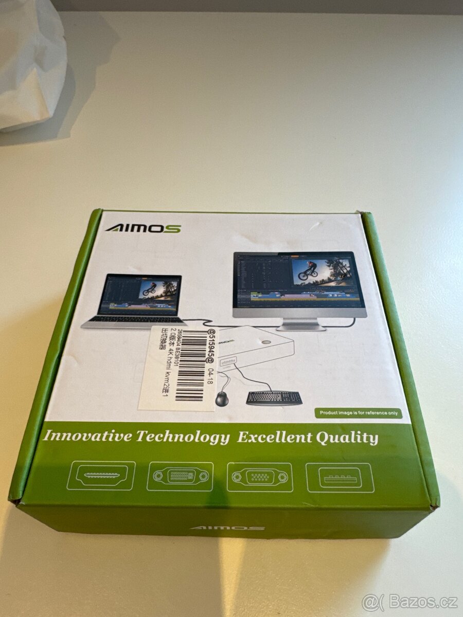 AIMOS HDMI KVM přepínač 4K 2 v 1 Klávesnice Myš USB display