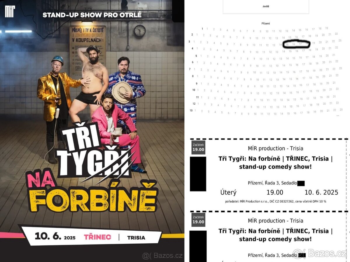 Tři tygři na Forbíně Třinec 10.6 divadlo Trisia 2 lístky