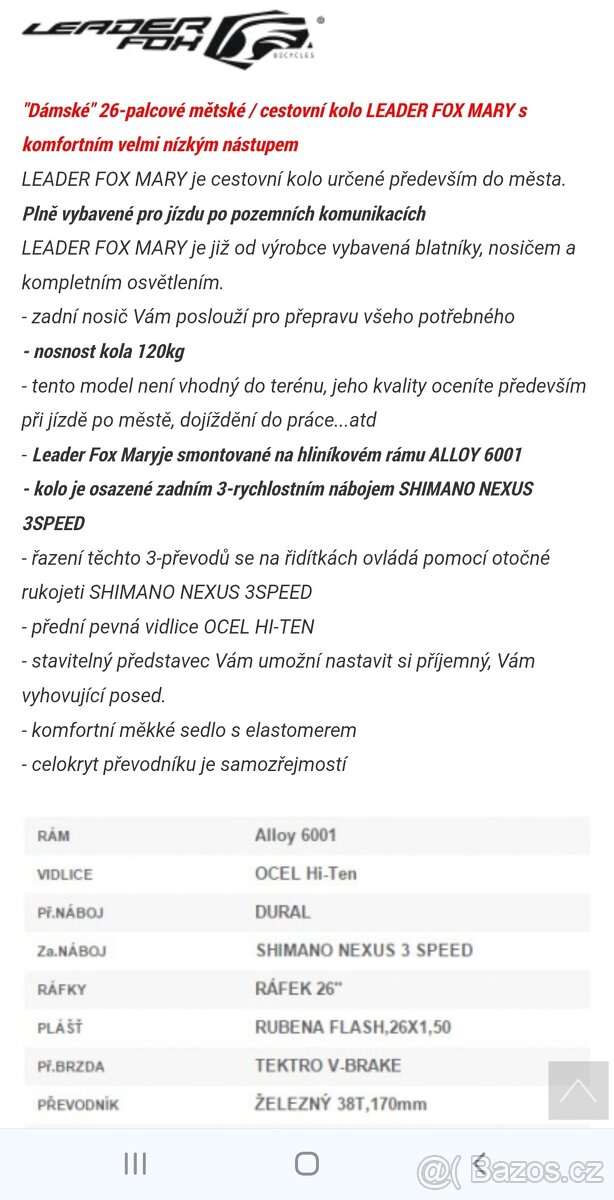 Jízdní dámské kolo Leader Fox