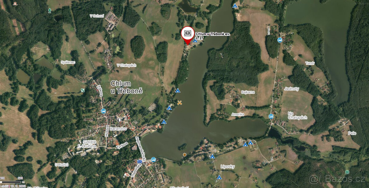 Prodej rekreačního rařízení u rybníku Hejtman v Chlumu u Tř