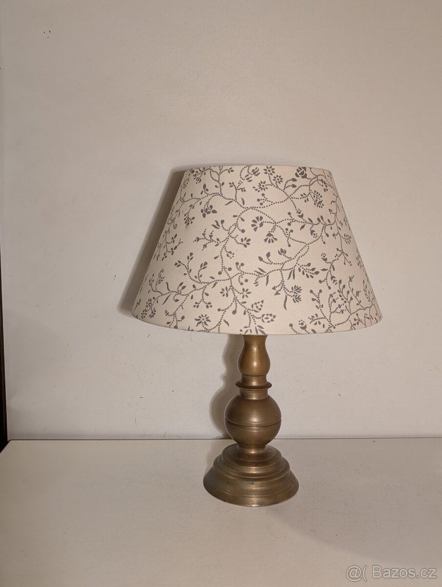 mosazná lampa lampička se stmívačem pěkné stínidlo