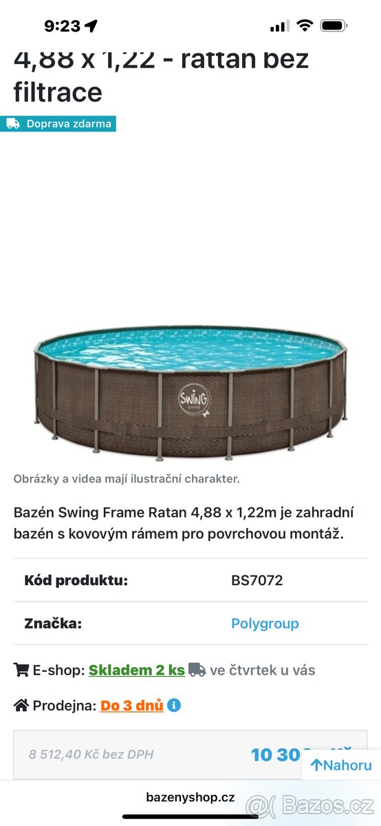 Prodám úplně nový bazén