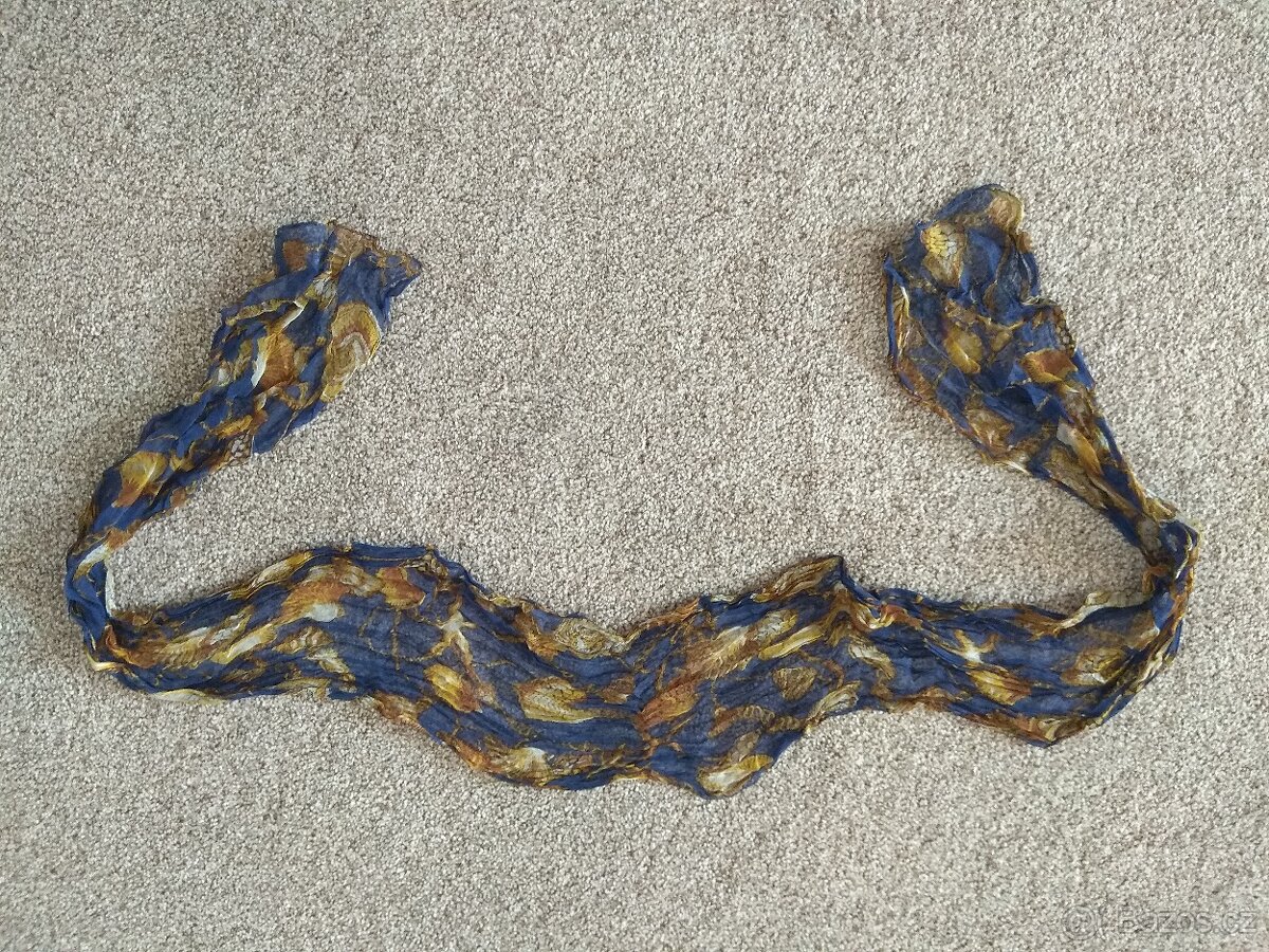 Nový dámský lehký šátek - motiv mořské plody, Indie, viskóza