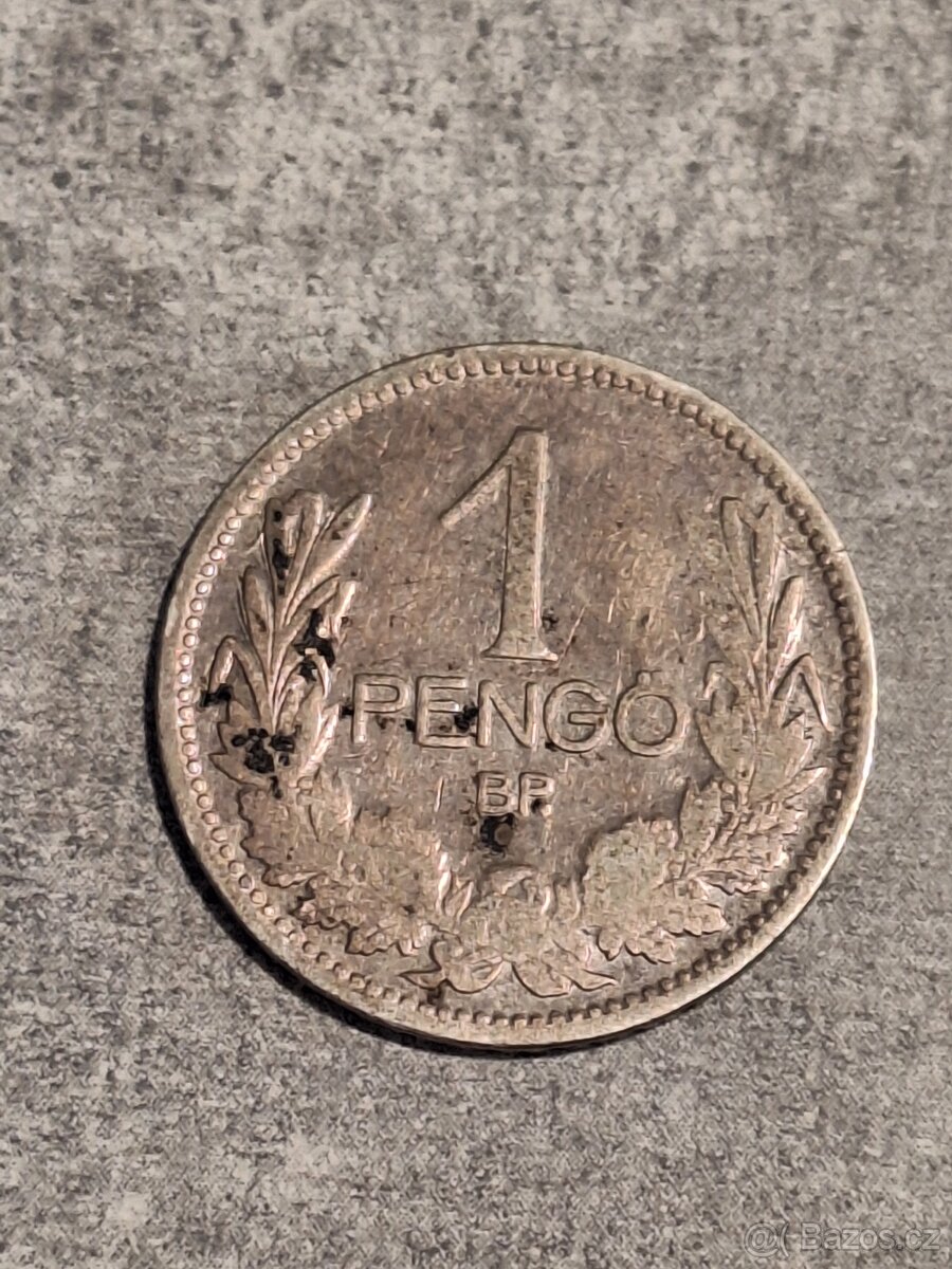 Stříbrná mince 1 Pengo Madarsko 1927