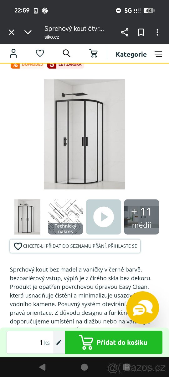 nový nerozbalený sprchový kout