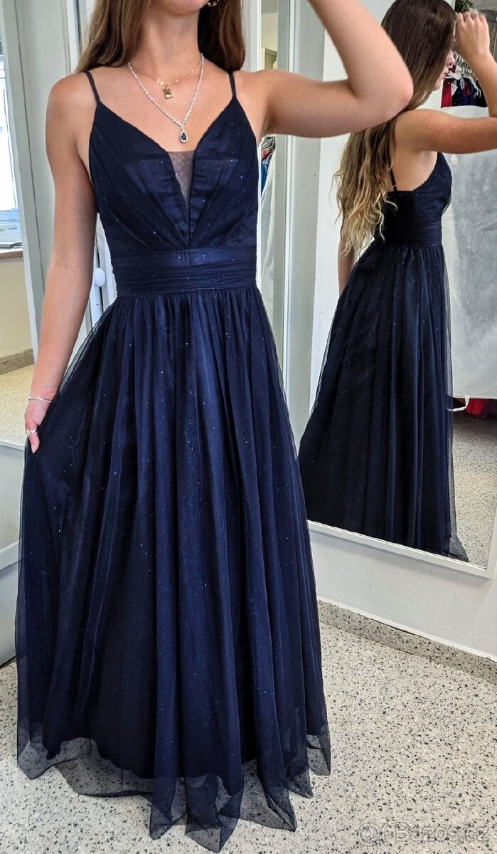 NOVÉ TŘPYTIVÉ plesové šaty MODRÉ