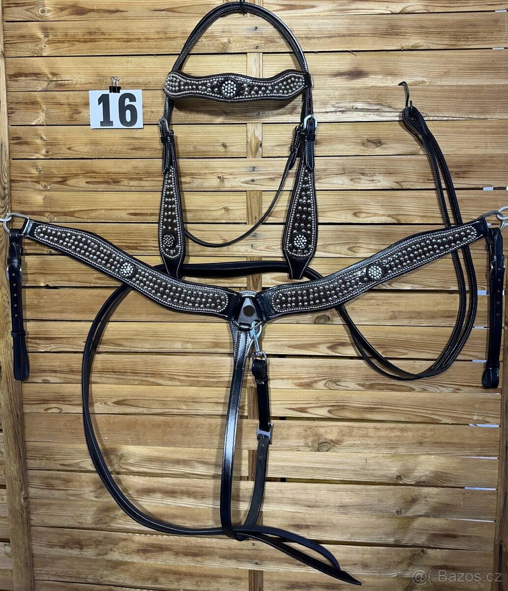 Westernový set 16) černý s hnědou imitací krokodýla