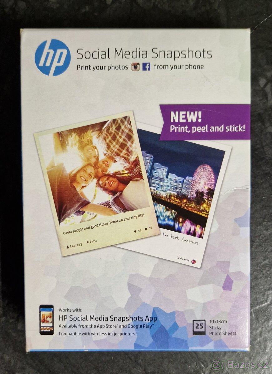 Samolepicí fotopapír HP Social Media Snapshots - 25 ks