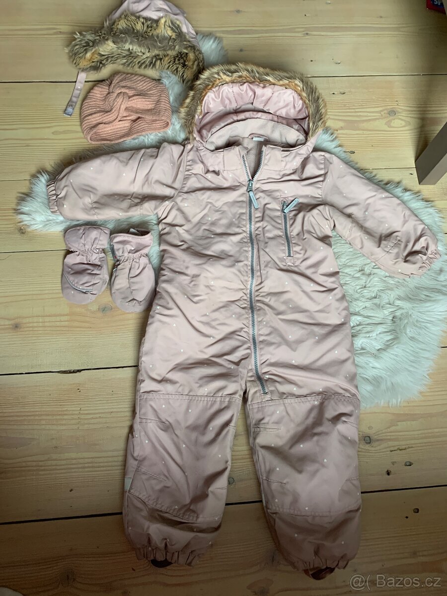 H&m zimní kombinéza 92+ beranice a rukavičky