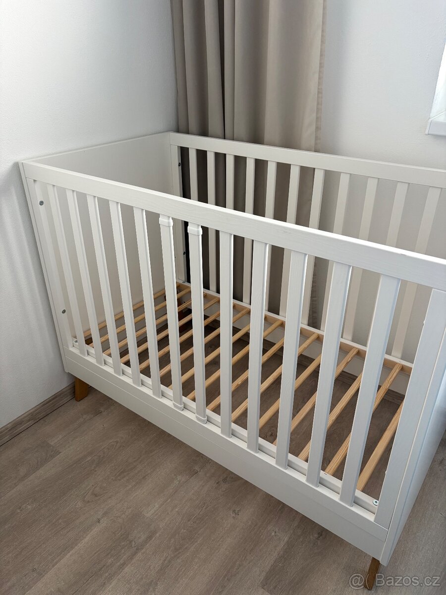 KLUPS Postýlka dětská se zábranou Noah bílá 120x60 cm