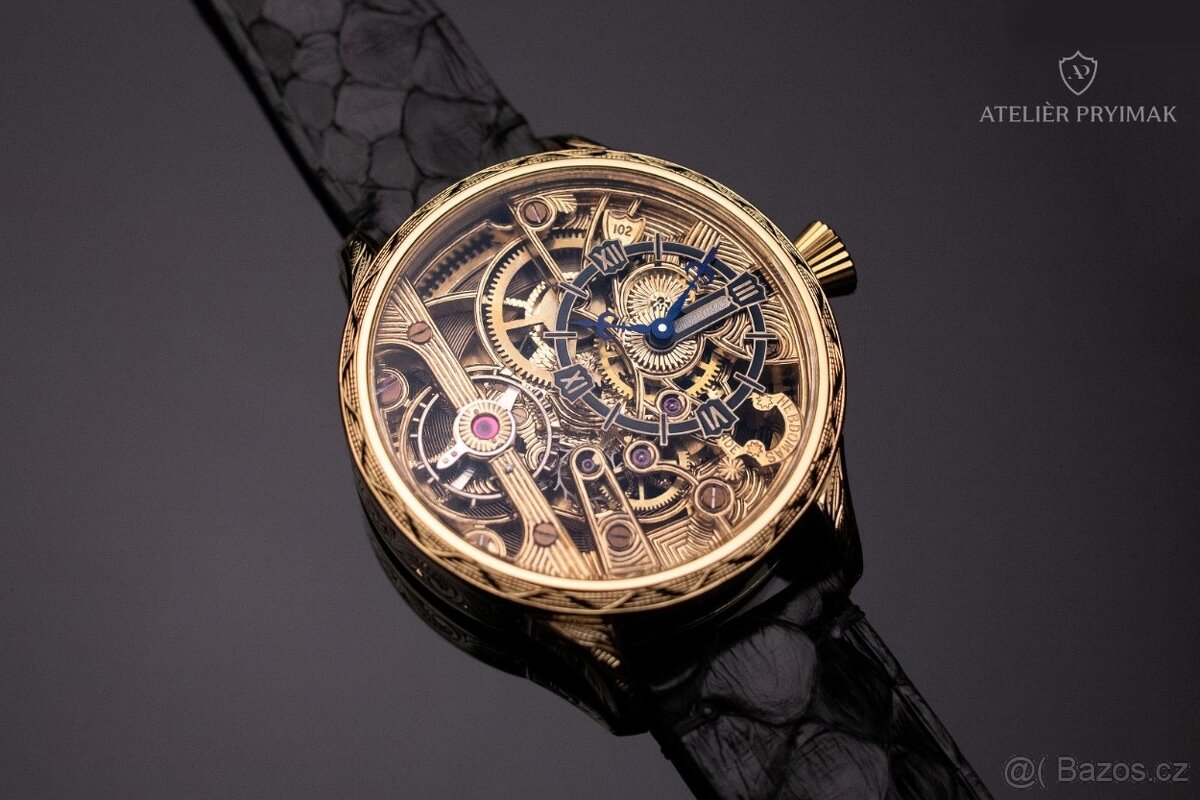 Starožítné skeletové 8-denní hodinky HEBDOMAS 1900